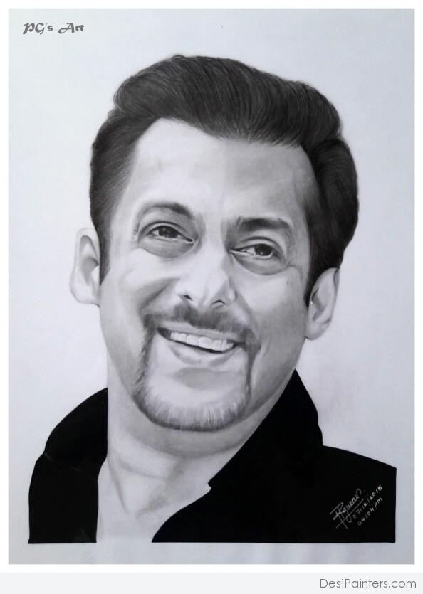 Marvelous Pencil Sketch Of Salman Khan - DesiPainters.com