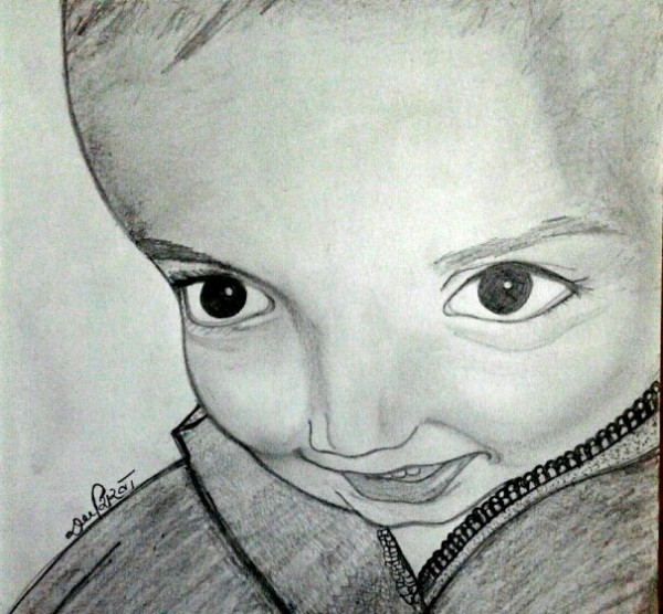 Pencil Sketch Of A Baby - DesiPainters.com