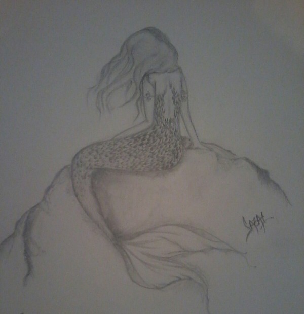 Pencil Sketch Of Mermaid - DesiPainters.com