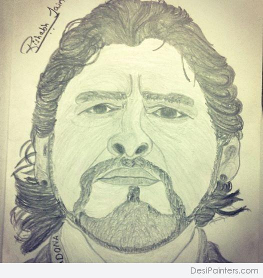 Pencil Sketch Of Deigo Maradona - DesiPainters.com