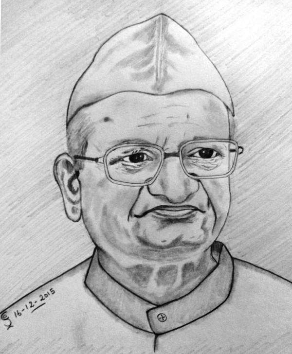 Pencil Sketch Of Anna Hazare - DesiPainters.com
