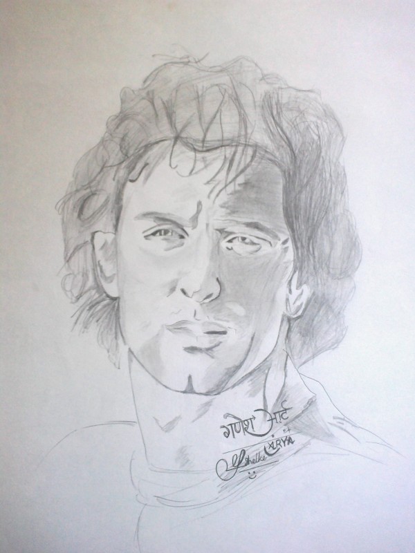 Pencil Sketch Of Hrithik Roshan - DesiPainters.com