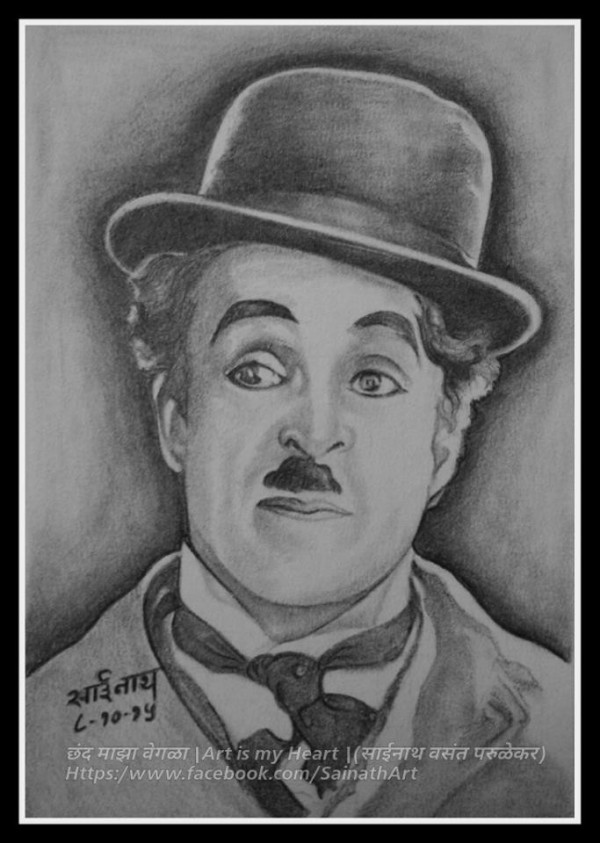 Pencil Sketch Of Charlie Chaplin - DesiPainters.com