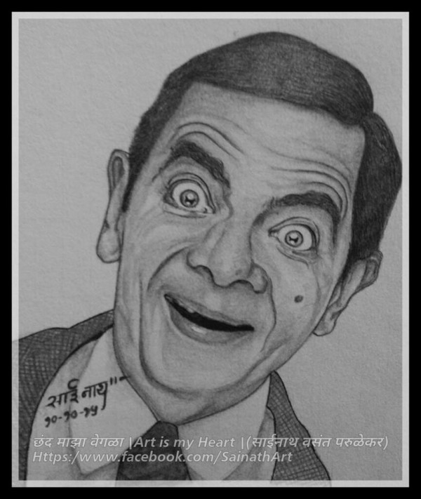 Pencil Sketch Of Mr. Bean - DesiPainters.com