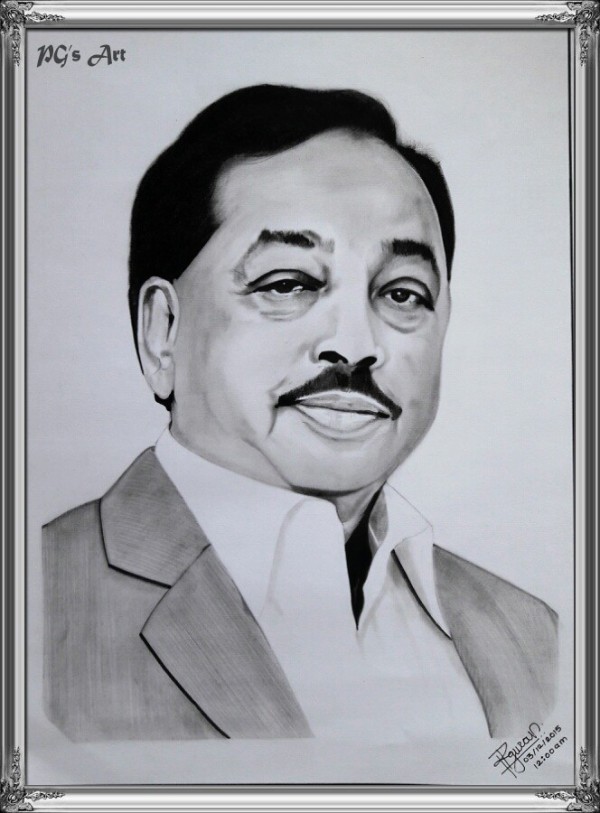 Pencil Sketch Of Shri. Narayan Rane 