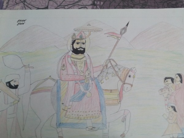 Pencil Color Sketch Of Baba Ramdev Ji