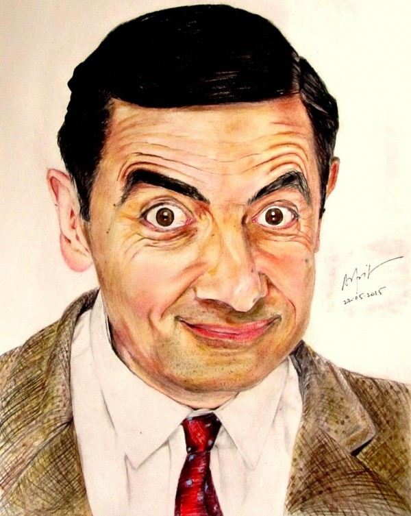 Pencil Color Sketch Of Mr. Bean - DesiPainters.com