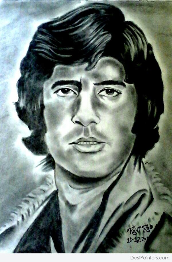 Pencil Sketch Of Amitabh Bachchan - DesiPainters.com