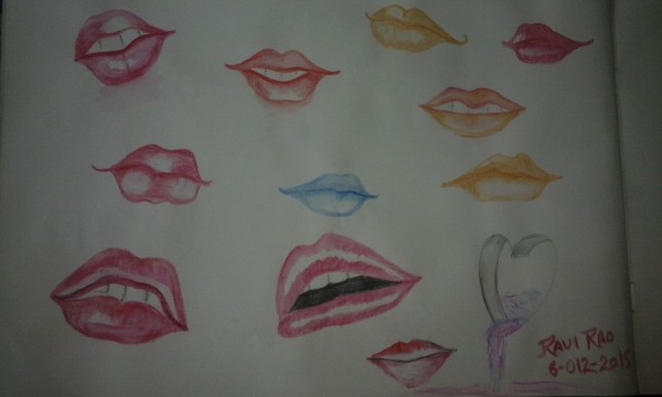 Watercolor Painting Of Lips - DesiPainters.com