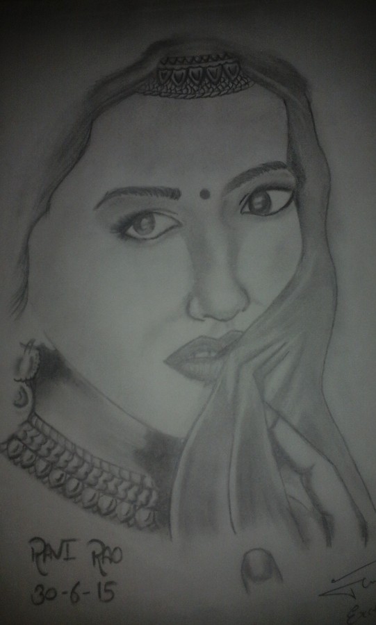 Pencil Sketch Of Indian Village Lady - DesiPainters.com