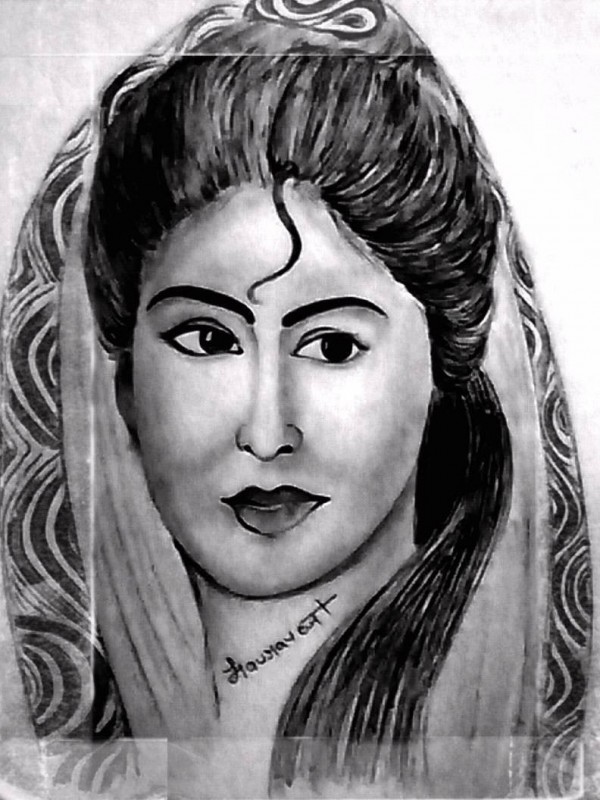 Pencil Sketch Of A Beautiful Indian Girl - DesiPainters.com