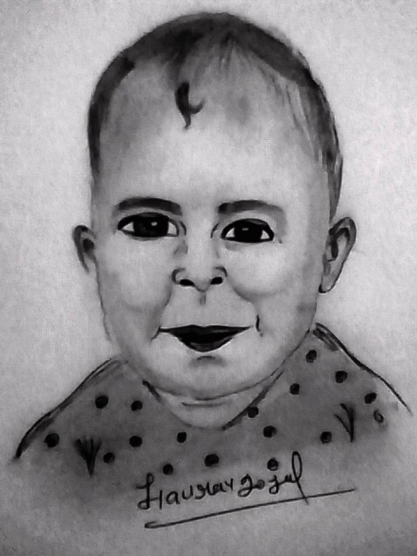 Pencil Sketch Of Cute Baby - DesiPainters.com