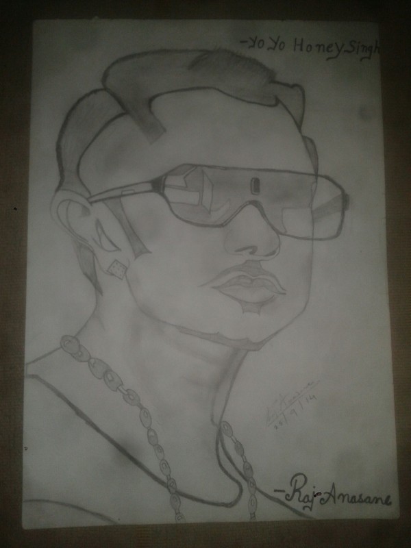 Pencil Sketch Of Yo Yo Honey Singh - DesiPainters.com