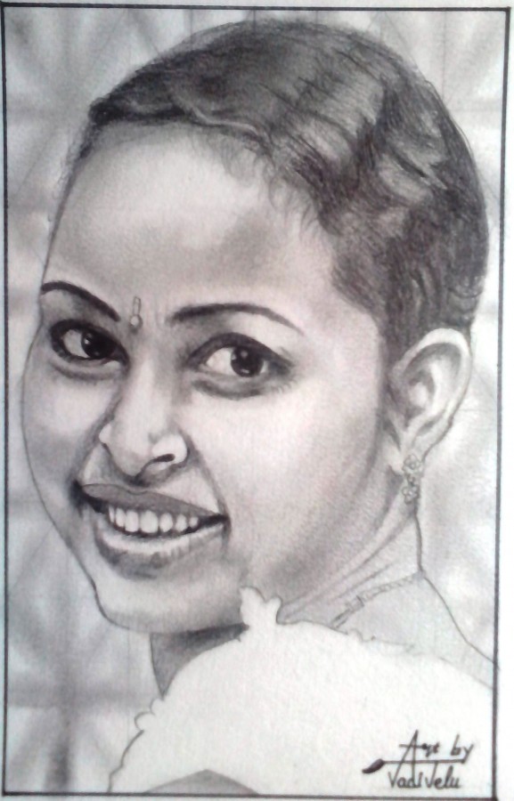 Pencil Sketch Of Kerala Girl - DesiPainters.com