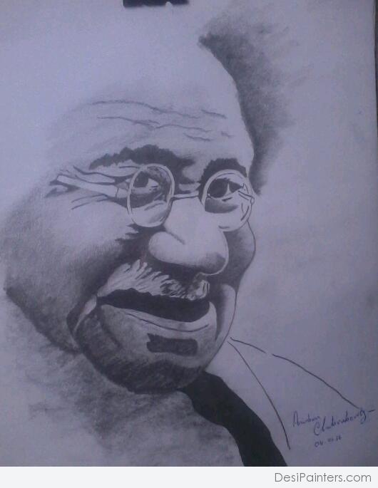 Pencil Sketch of Mahatma Gandhi - DesiPainters.com