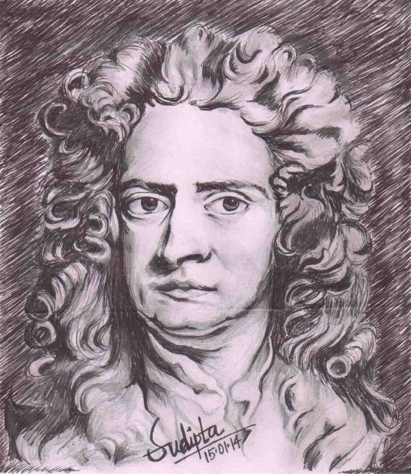 Pencil Sketch Of Isaac Newton - DesiPainters.com