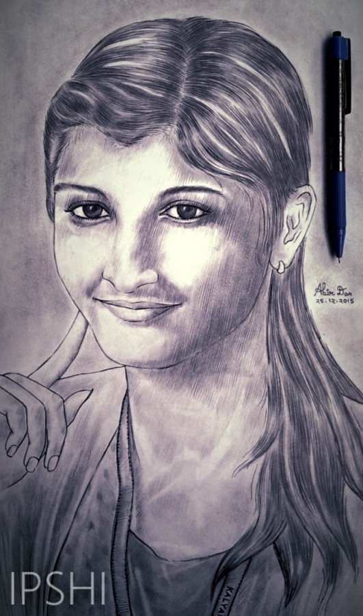 Pencil Sketch Of Miss Ipshita Biswas - DesiPainters.com