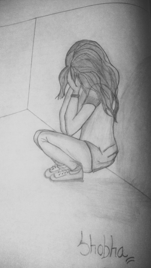 Pencil Sketch Of A Sad Girl 