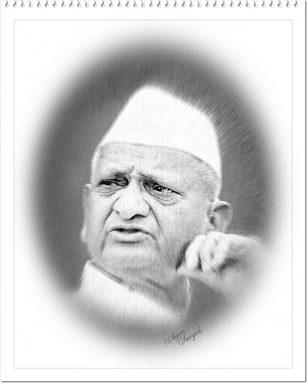 Digital Painting Of Anna Hazare - DesiPainters.com