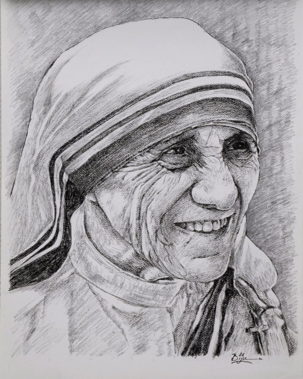 Pencil Sketch Of Mother Teresa - DesiPainters.com