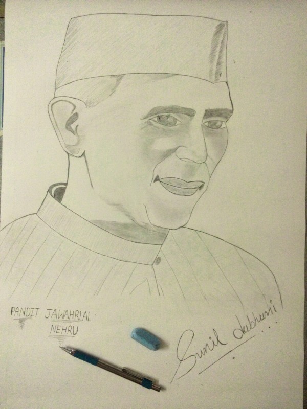Pencil Sketch Of Pandit Jawaharlal Nehru