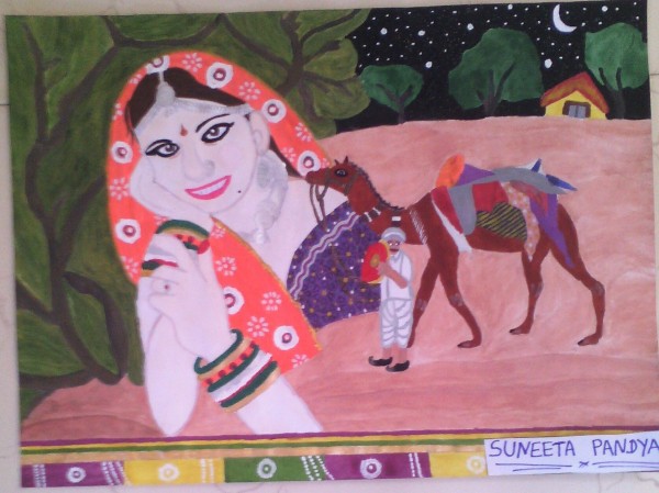 Watercolor Painting Of Rajasthani Culture 