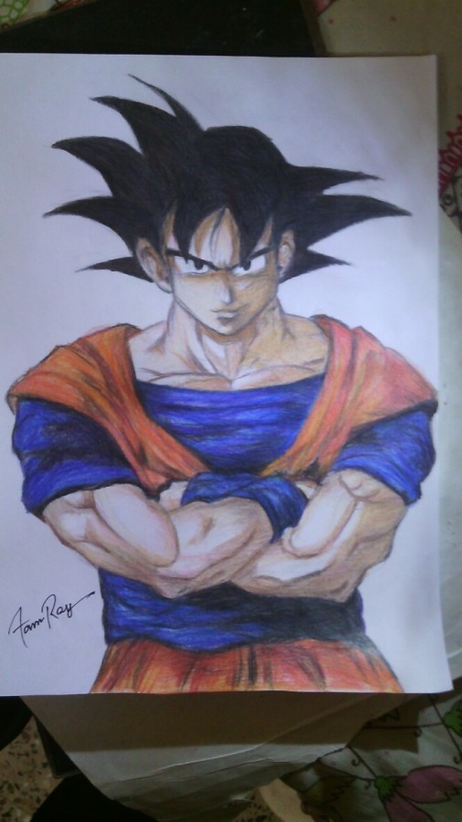 Pencil Color Sketch Of Goku - DesiPainters.com