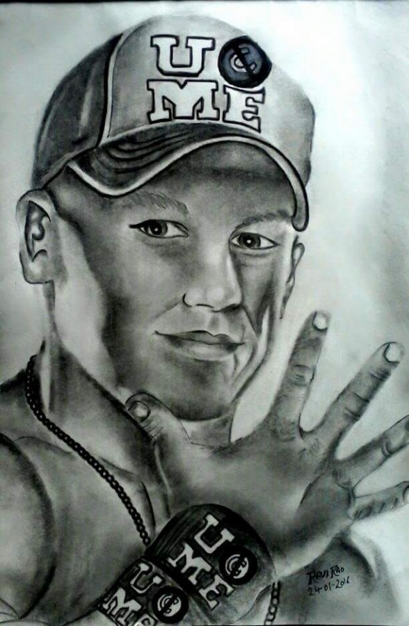 Pencil Sketch Of Wwe Superstar John Cena