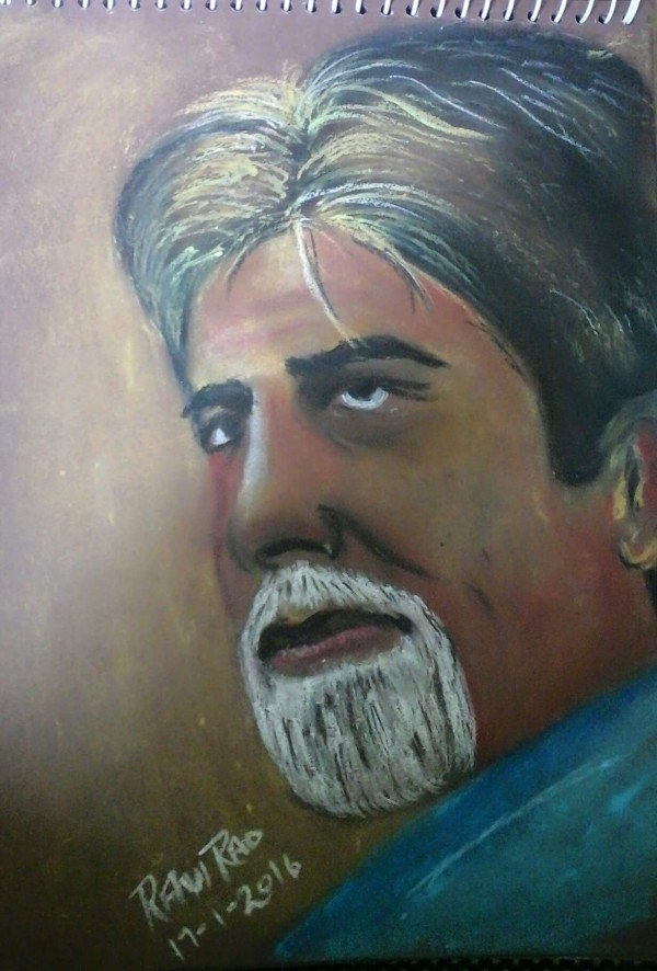 Oil Pastel Painting Of Amitabh Bachchan