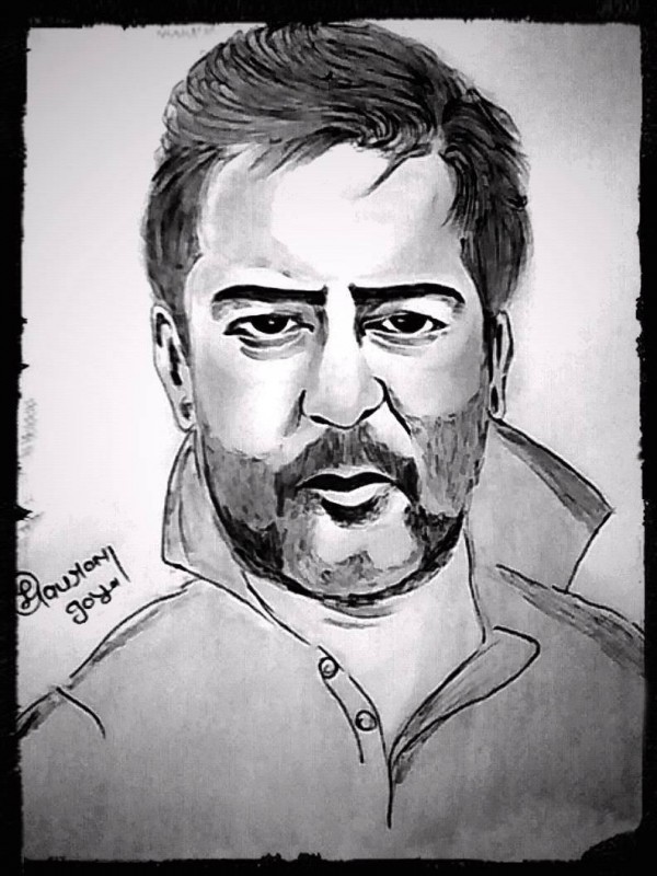 Pencil Sketch Of Ajay Devgan - DesiPainters.com