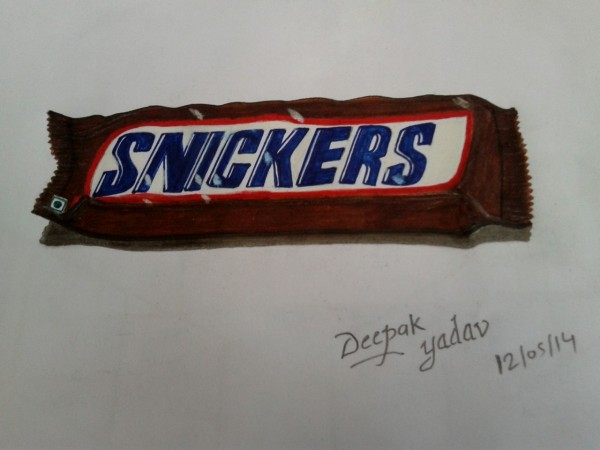 3d Pencil Color Sketch Of Snickers - DesiPainters.com