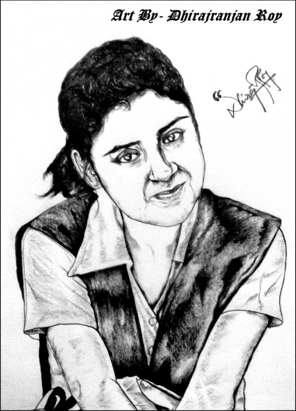Pencil Sketch Of Sayani Basak - DesiPainters.com
