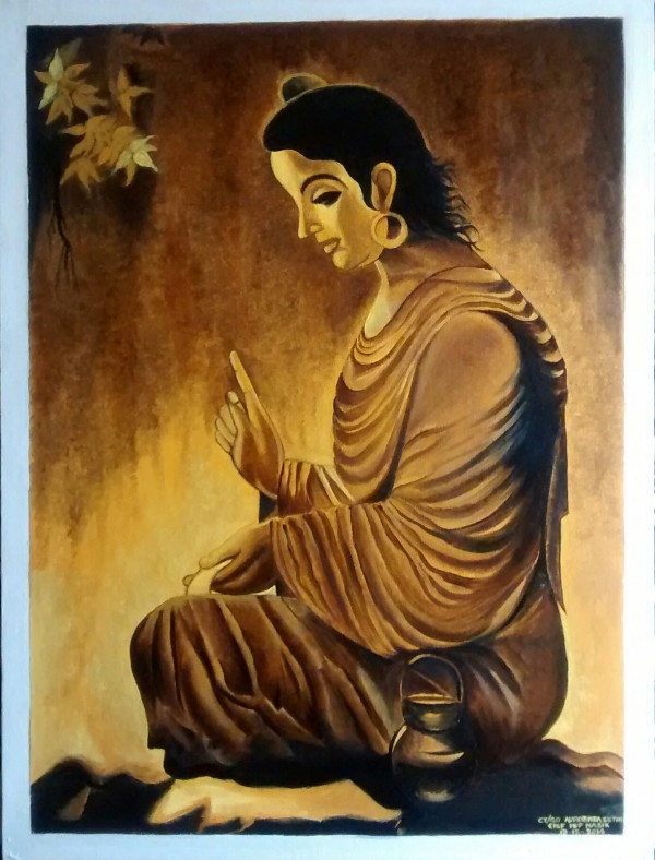 Canvas Oil Painting Of Buddha By Aurobinda Sethi