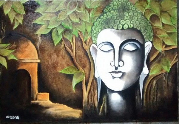 Oil Painting Of Lord Buddha Ji