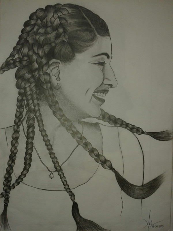 Pencil Sketch Of Girl By Aurobinda Sethi
