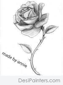 Pencil Sketch Of Rose - DesiPainters.com