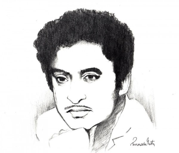 Pencil Sketch Of Kishore Kumar - DesiPainters.com