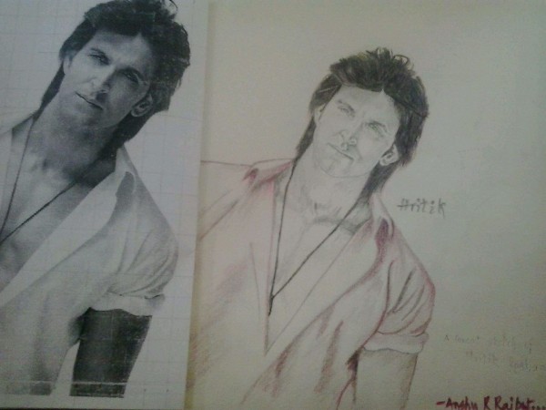 Pencil Sketch Of Hrithik Roshan - DesiPainters.com