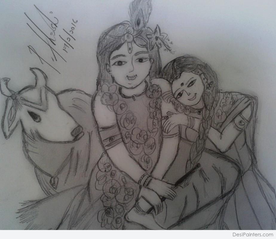 Krishna Pencil Sketch, Size: A1 at Rs 2000/piece in Bikaner | ID:  2851389461188