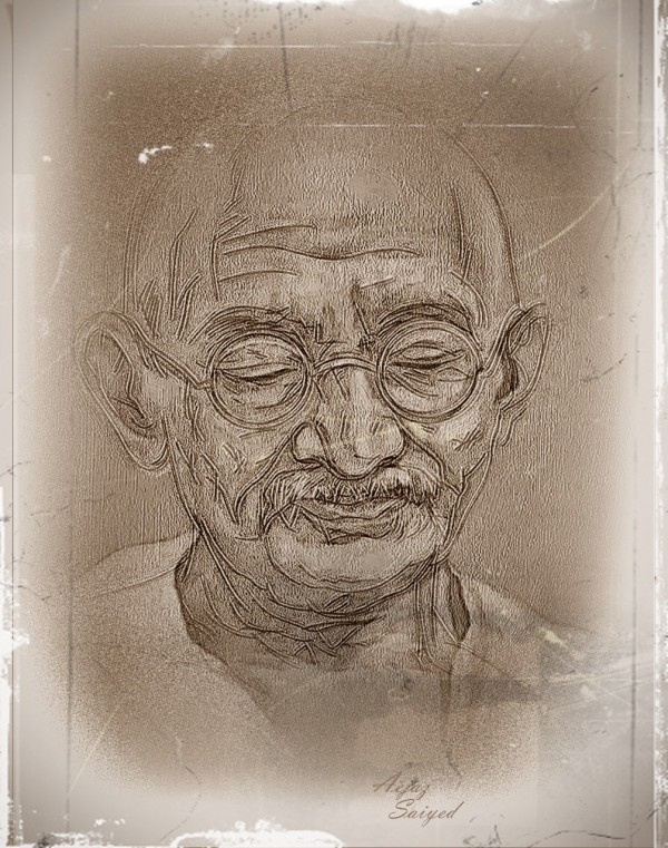 Mahatma Gandhi Mixed Painting By Aejaz Saiyed - DesiPainters.com