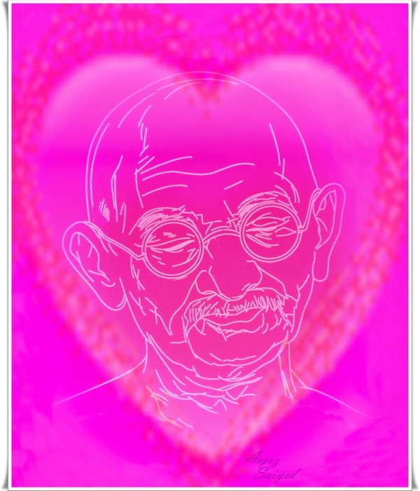 Mixed Painting Of Mahatma Gandhi