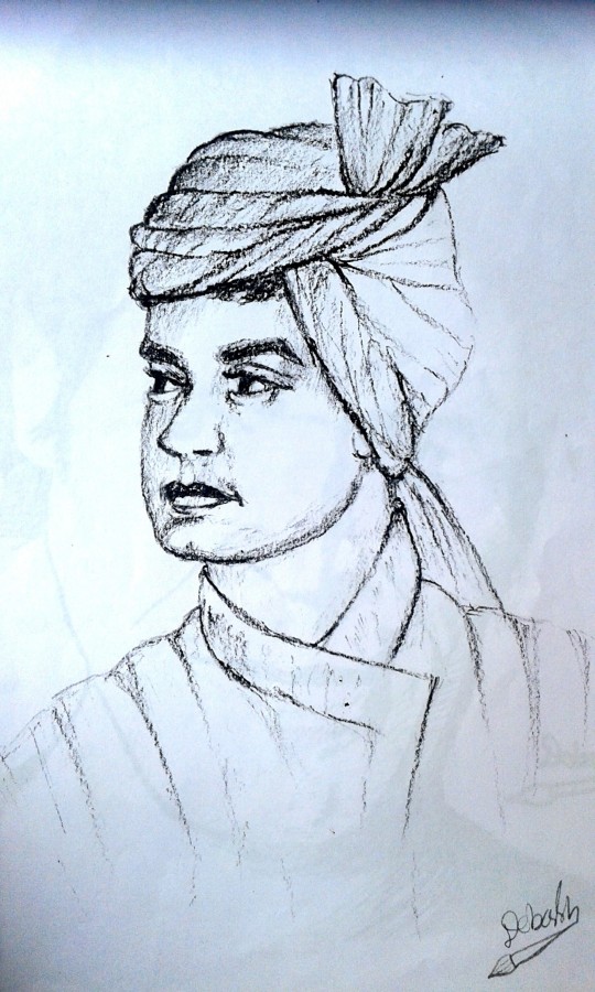 Pencil Sketh Of Swami Vivekananda - DesiPainters.com