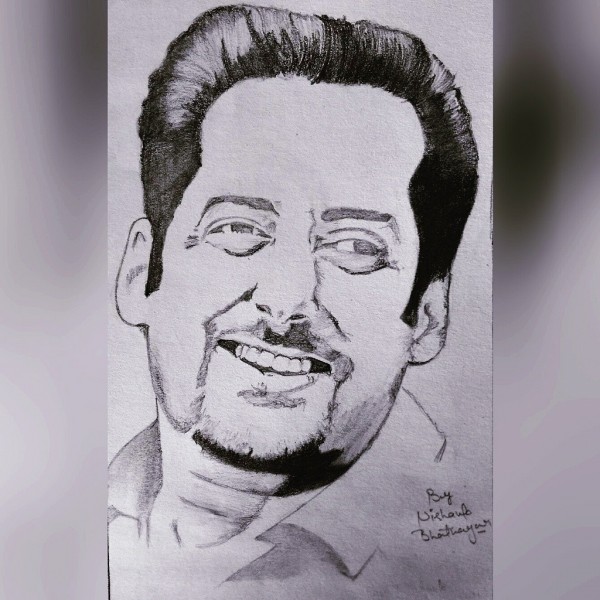 Smiling Pencil Sketch Of Salman Khan - DesiPainters.com