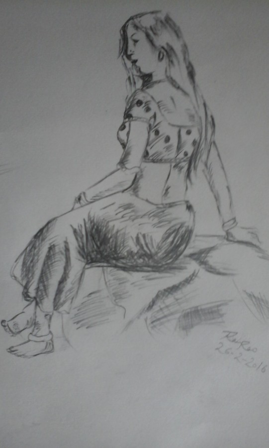 Pencil Sketch Of Girl - DesiPainters.com