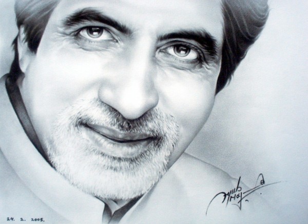 Beautiful Pencil Sketch Of Amitabh Bachchan - DesiPainters.com