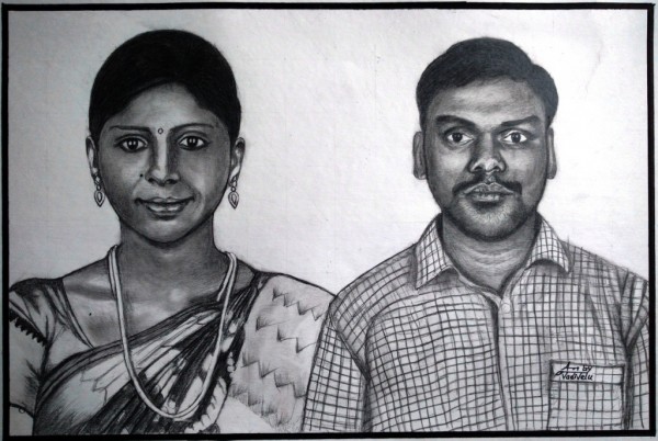Pencil Sketch Of Married Couples By P.Vadivel