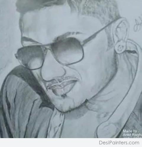 Pencil Sketch Of Yo Yo Honey Singh - DesiPainters.com