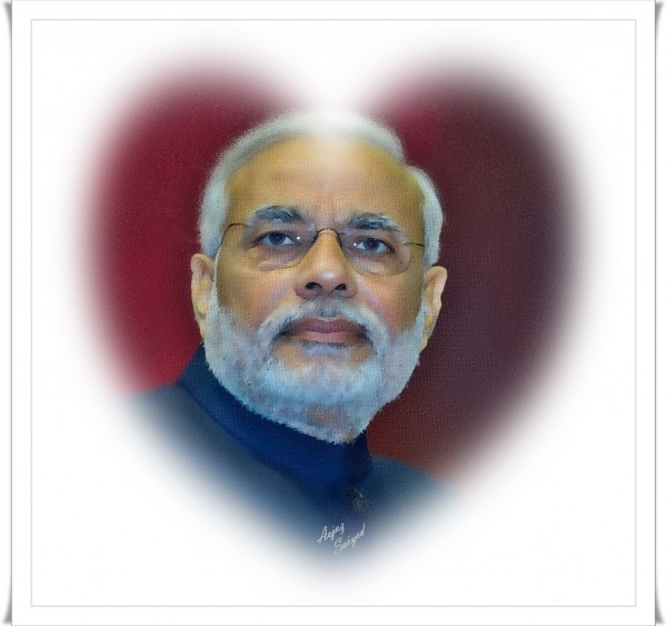 Mixed Painting Of Narendra Modi - DesiPainters.com