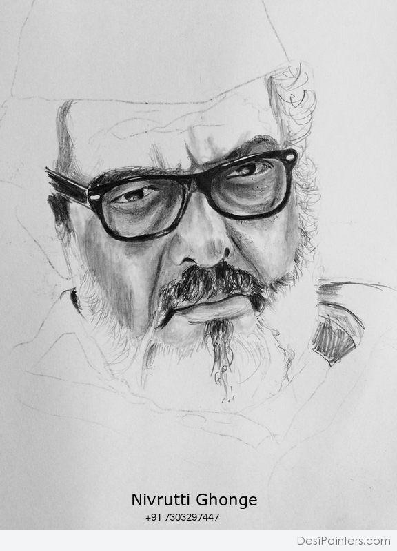 Pencil Sketch Of Nana Patekar As Natsamrat - DesiPainters.com
