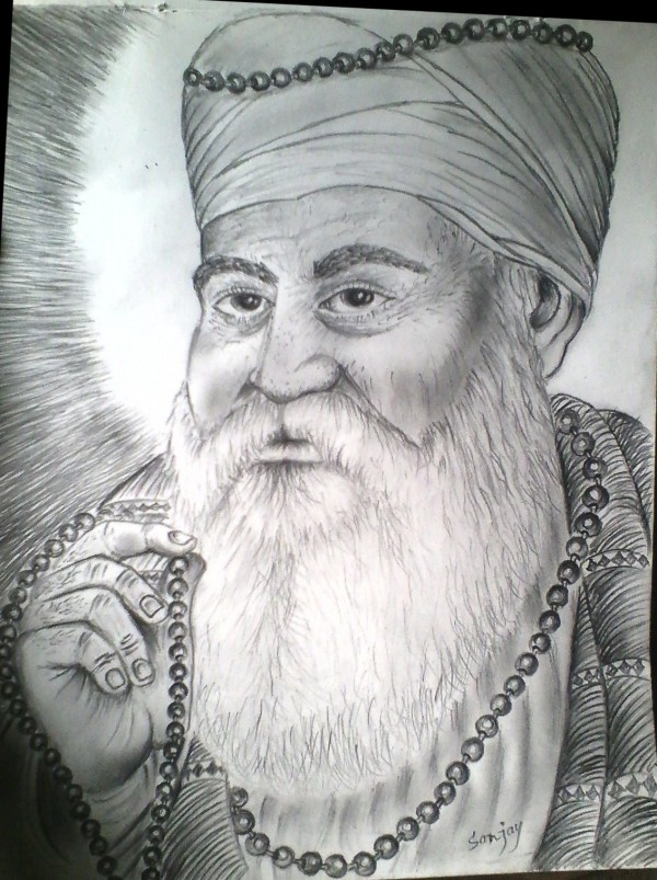 Pencil Sketch Of Guru Nanak Dev Ji - DesiPainters.com